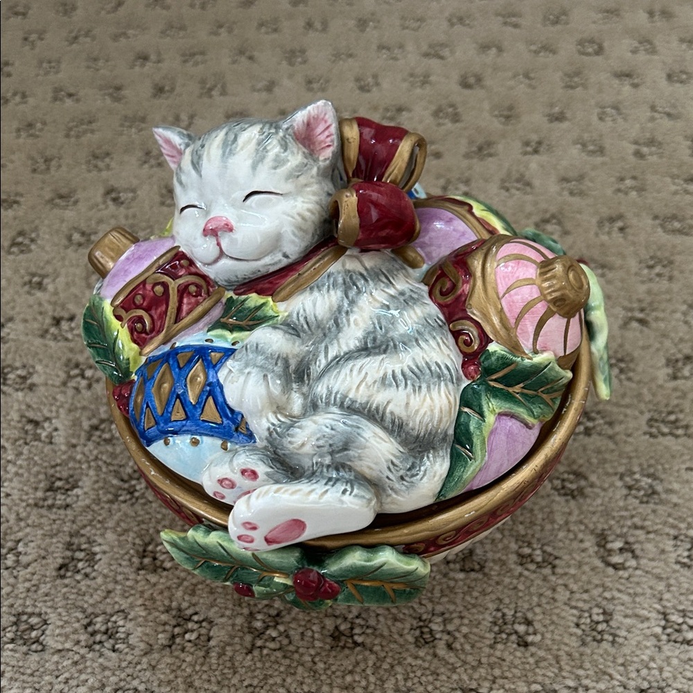 Fitz & Floyd Essentials Vintage Cat/Ornament Candy Dish
